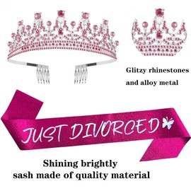 Just Divorced Tiara and Sash Divorced Party Tiara Women Party Favors Supplies Decorations Hot Pink