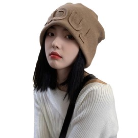 Hat, Women's Wig, Relaxing Wig, Knit Hat Wig, Collarless Wig, Autumn, Winter, Natural, Small Face Effect, Medical Use, Wig with Hat, Warm, Convenient, Stylish (Head Circumference: Approx. 22.0 - 23.6