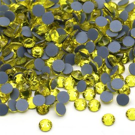 Hotfix Rhinestones Flatback Glass Rhinestone 6000PCS SS6 1.9-2.0MM Round Gems for Nails Art Glitter Crystals Stone DIY Bags Clothes Shoes (Citrine)