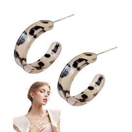 TPZORJX 1 Pair Leopard Hoop Drop Earrings Tortoiseshell Acrylic Earrings Lightweight Geometric Circle Resin Earrings Speckled Prom Open Hoop Dangle Stud Earrings Jewellery for Women