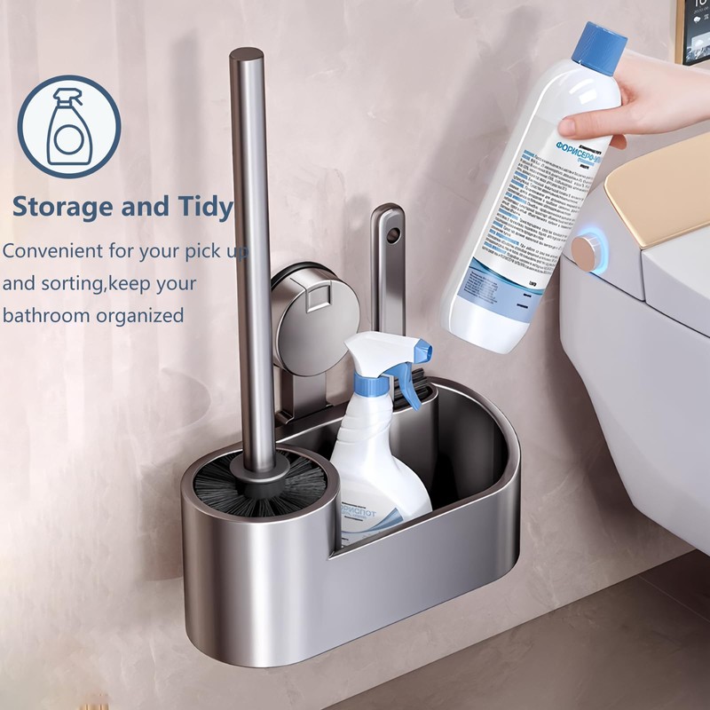 2 in 1 Toilet Brush and Holder Set,Hidden for Toilet