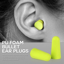 Genius Plugz Noise Cancelling Disposable Soft Foam Uncorded Ear Plugs Hearing Protection - 32dB NRR Rated, Hi-Visibility Colors, 100 Pairs Individually Packed in Box (Hi-Viz Green)