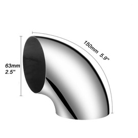 Krtopo 2 x Exhaust Bends, 90 Degree Pipe, Stainless Steel Mandrel Bend, Mandrel Elbow for Car, Modified Exhaust Elbow Pipe, Stair Handrail (2.5 Inch 63 mm)