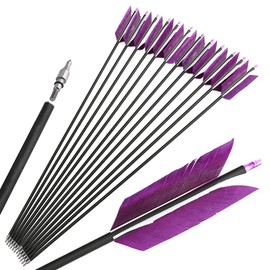 AMEYXGS 6/12 Pcs 30 Inch Archery Carbon Arrows Target Practice Flu Flu Arrows Spine 500 Small Game Arrows 4 Feathers Fletching with 100 Grain Judo Arrowheads for Practice Targeting