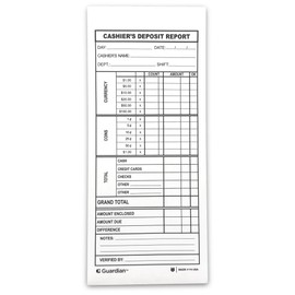 Guardian Cashier Deposit Report Envelopes Self Seal, Pack of 500 Cash Drop Envelopes – Cash Register for Small Businesses – Cashier Register for Retailers & Restaurants – White Envelopes (White, 500)