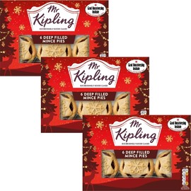 Mr Kipling 3 x 6 Deep Filled Mince Pies Cakes Hot Cold Pastry Sweet Butter Sugar