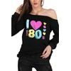 MAGICMK 80s Outfit for Women,Off Shoulder Long Sleeve,80s Outfit Sweatshirt