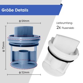 Lint Sieve Washing Machine (Pack of 2) for Siemens Bosch Drum Washing Machine Fluff Filter Replacement Parts Replacement Parts Compatible with Many Models (Blue)