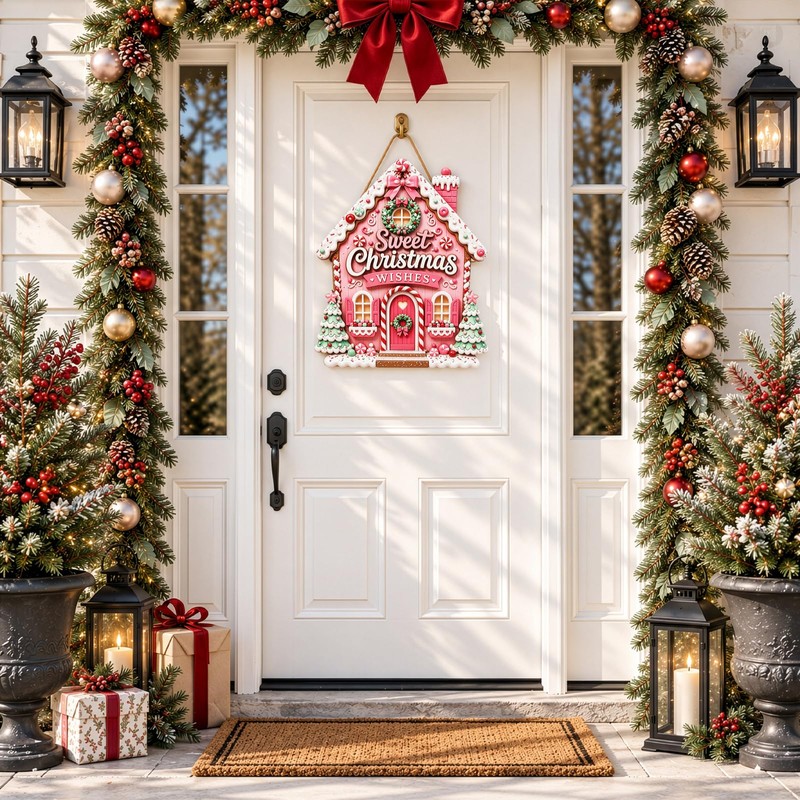 Christmas Door Hanging Sign,Wooden Christmas Door Sign,Christmas Decoration