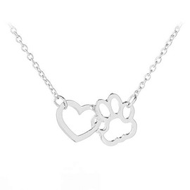 Dog Cat Necklace for Women Animal Paw Print Pet Choker Necklace Pet Footprints Jewelry Accessories for Girls Birthday Christmas Gifts for Her Silver