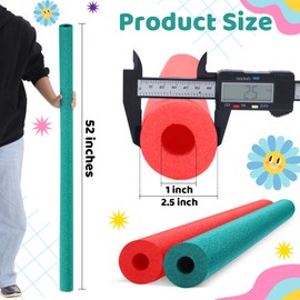 Hanaive 2 Pack Pool Noodles 52 Inch Foam Pool Swim Noodles Hollow Foam Noodle for Swimming Floats DIY Floating Craft Projects (Green,Red)