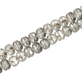 PATIKIL 75 Pcs 8mm OD 5mm Thick Crystal Glass Beads, Rondelle Crystal Beads Faceted Cut Gemstone Strand with Spacer Beads for Craft, Bracelet, Necklace, Transparent Gray