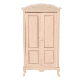 Miniature Wardrobe, 1/12 Wooden Scale Double Door Dolls House Closet Decoration for Cabinet Mini House Furniture Accessory Doll Closet Wardrobe