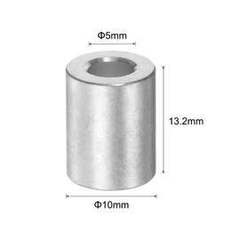 sourcing map 10 Pcs Aluminum Spacers with 5mm Bore, 10mm OD, 13.2mm Length, Screw Spacer Bushing with Round Spacers for M5 Screws, Bolts and Rods