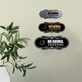 Designer No Animal Testing Sign (Ivory/Dark Brown) - Large