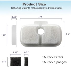 20 Pack Cat Water Fountain Replacement Filter for Petlibro Dockstream Cat Water Fountain PLWF005/PLWF115/PLWF105, Pet Fountain Replacement Filters with Pre-Filter Pump Sponges(20+20)
