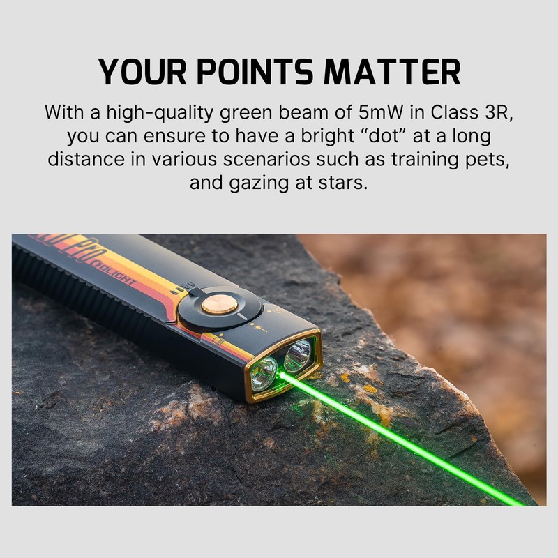 OLIGHT Arkfeld Pro Rechargeable EDC Flat Flashlight with Green Beam,