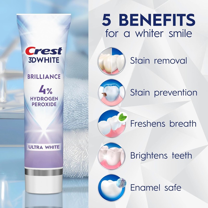 Crest 3D White Brilliance Pro Ultra White Teeth Whitening Toothpaste,