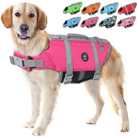 EMUST Dog Life Preserver, Dog Flotation Vest for Swimming, Beach Boating with High Buoyancy, Dogs Flotation Vest for Small/Medium/Large Dogs, M, NewSolidpink