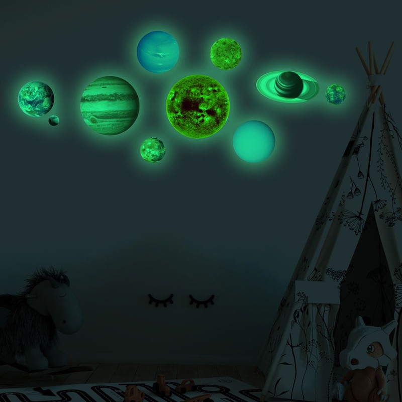 Luminous Solar System Themed Glowing Wall Sticker Home Decor for