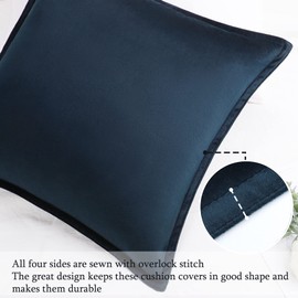 PiccoCasa Decorative Velvet Soft Cushion Covers Pack of 2, Square Solid Throw Pillow Covers for Sofa Couch Bedroom - 40x40cm/16x16 Inches Hidden Zipper Cushion Covers Navy