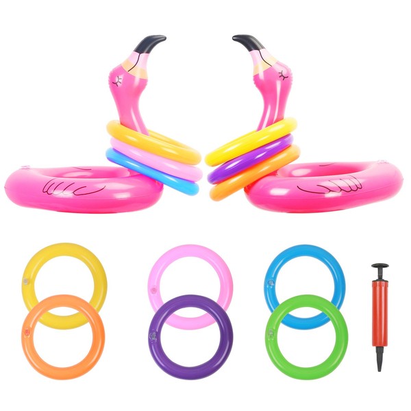 KATOOM Inflatable Flamingo Ring Toss Game 2 Pcs Inflatable Flamingo
