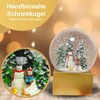 Christmas Snow Globe Winter Mood Snowman Stands with Child on