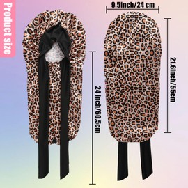 IJRPLM Kids Long Hair Bonnet for Sleeping, Silk Satin Bonnet with Tie Band for Curly Hair, Aged 3-12 (Leopard)