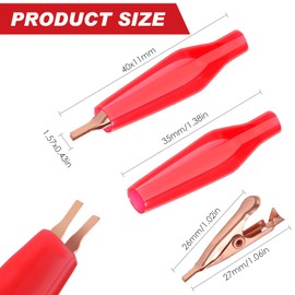 Moxweyeni 20 Pack Micro Toothless Alligator Test Clips, Small Solid Copper Alligator Clips Electrical with Smooth Microscopic Tip, 5 Amp with Protective Insulation Cover for Solder