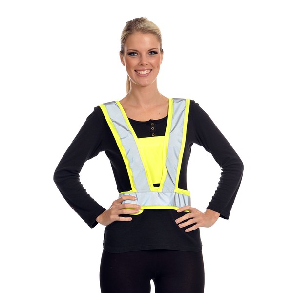 Equisafety Adjustable Body Harness - High Viz Yellow with Silver