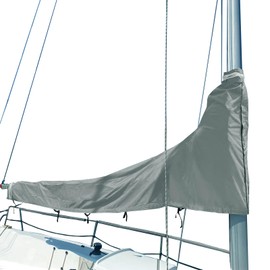 SavvyCraft Waterproof Mainsail Boom Cover, Heavy Duty 600D Sailboat Mainsail Cover UV Protection Weather-Resistant, Boom Length 9'-10' Gray