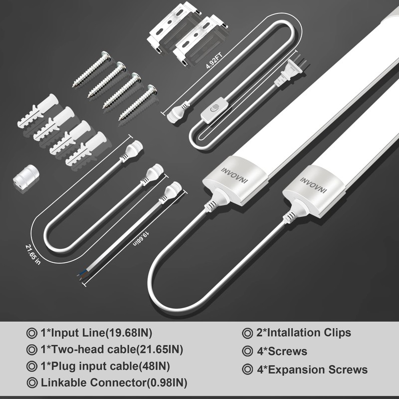 INVOVNI Plug in Light Bar with Switch, 2FT 18W 5000K