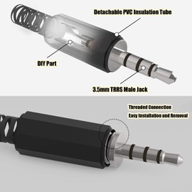 Ancable Replacement 4-Pack TRRS Male Plug 4 Pole 1/8" 3.5mm Solder Type DIY Audio Cable Connector for Repair Headphones Headset