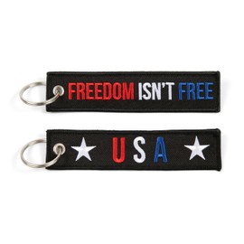 Great 1 Freedom Isn't Free Military Keychain Tag with Key Ring and Carabiner 2-Pack - Keys, Cars, Motorcycles, Backpacks, Luggage and Gifts - EDC