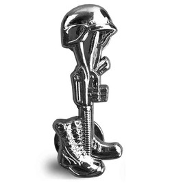 VetFriends.com Lest They Be Forgotten Battlefield Cross Chrome Hat Lapel Pin