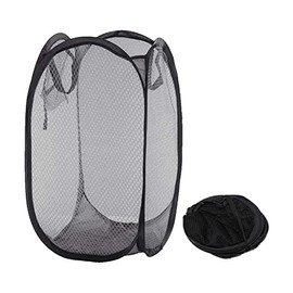 Homeshopa Laundry Baskets Pop Up Mesh Washing Bag, Foldable Dirty Clothes Baskets with Handles&Side Pocket, Collapsible Toy Tidy Storage Organiser, Great for Kids Room, College Dorm Travel (Black)
