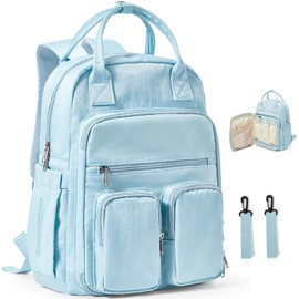 CAMILLEMMA Diaper Bags Backpack for Mom Dad Baby Care Bag Maternity Nappy Bags for Boys Girls Small Blue Pañaleras para bebe Baby Changing Bag Large Capacity Waterproof Multifunction Travel Backpack