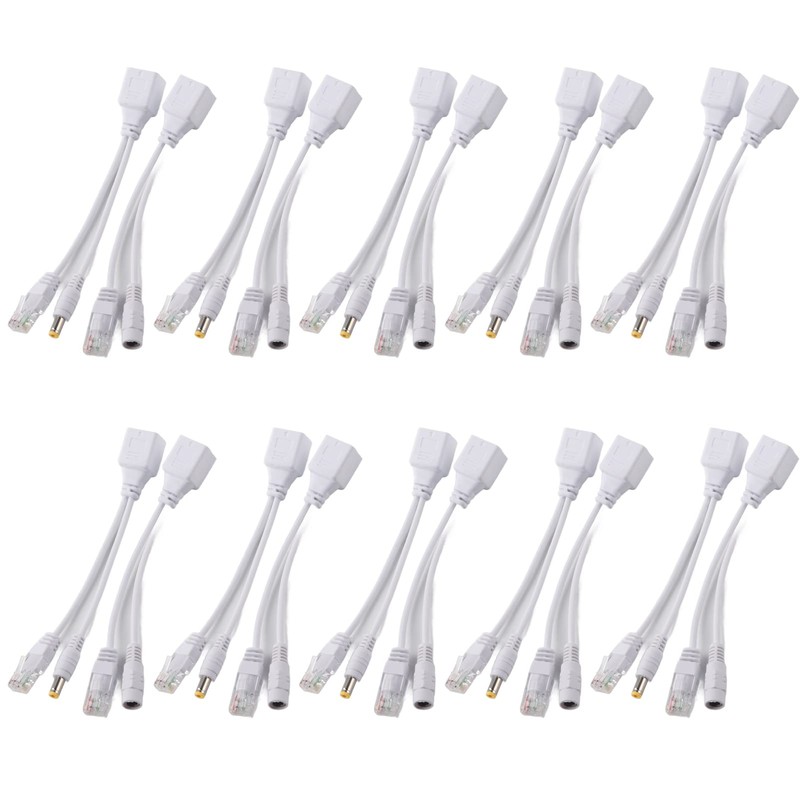 Acouto 10 Pares de Cámara IP PoE RJ45 Cable de