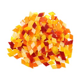 sourcing map 500g/1.1lb Mixed Color Rhombic Mica Mosaic Tiles, 800 Pcs Glitter Crystal Mica Mosaic Tiles Stained Mica Piece for DIY Art Crafts, Red Orange Yellow