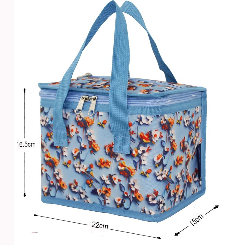 TEAMOOK Lunch Bag Insulated Lunch Box Cool Bag Blue Floral