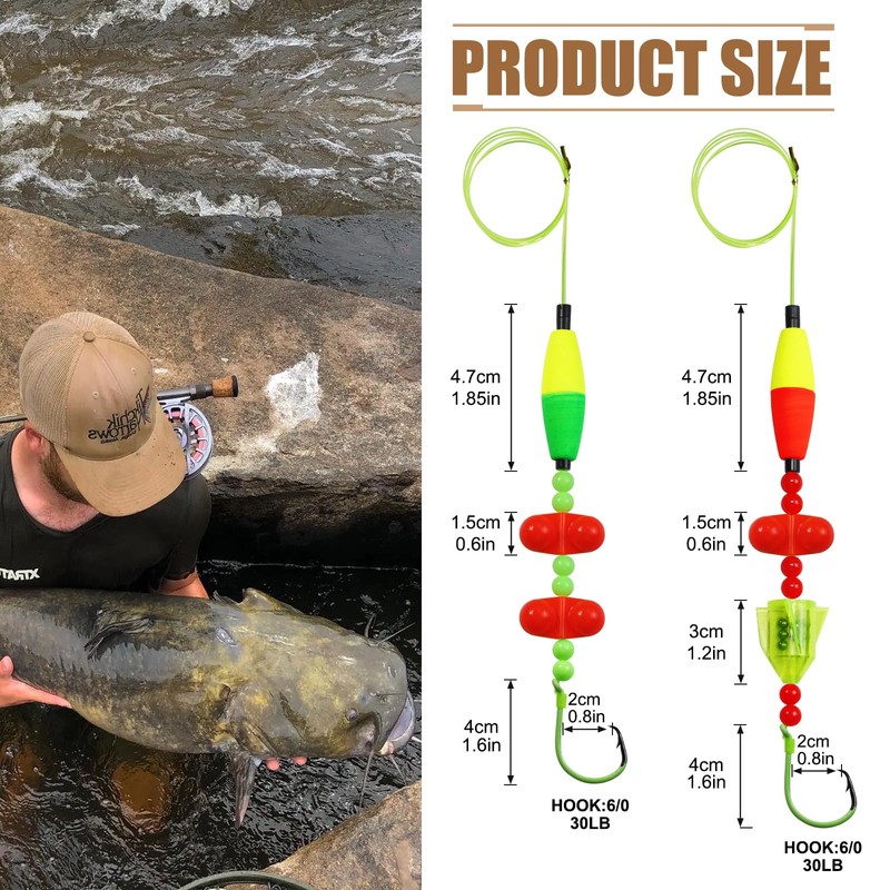 CWSDXM Catfish Float Rigs,Catfish Hooks,Circle Hooks for Catfish with Peg