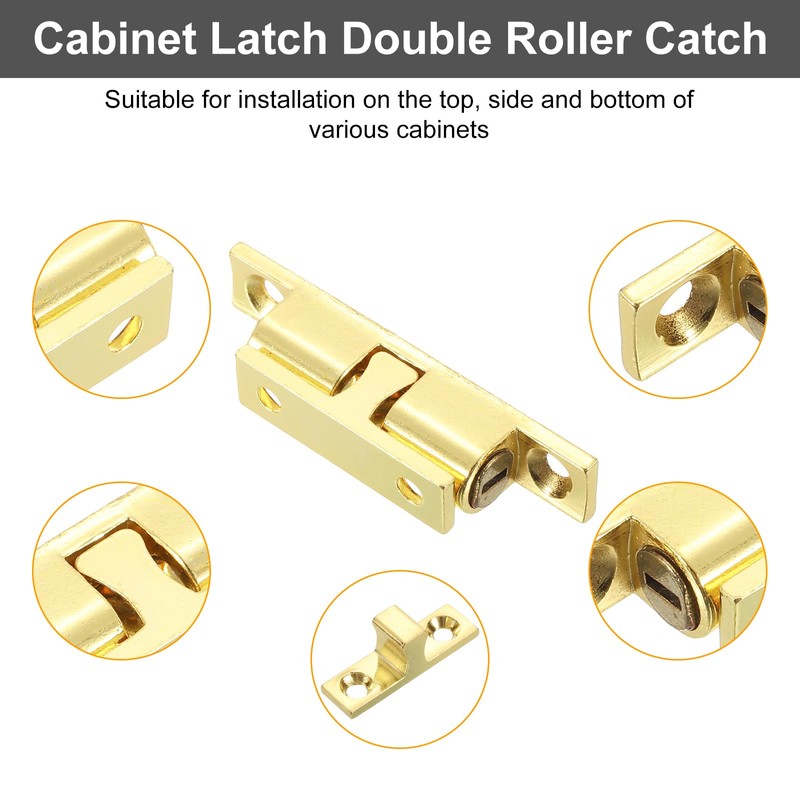 sourcing map 4Pcs Cabinet Latch Double Roller Catch, Lock Stop