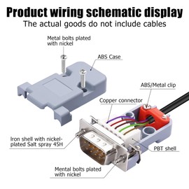 YAODHAOD DB9 Breakout Solderless Connector, Male 9PIN RS232 Serial Adapter to Terminal Connector Signal Module with Case, Screwdriver (DB9 Male Connector (2PCS))