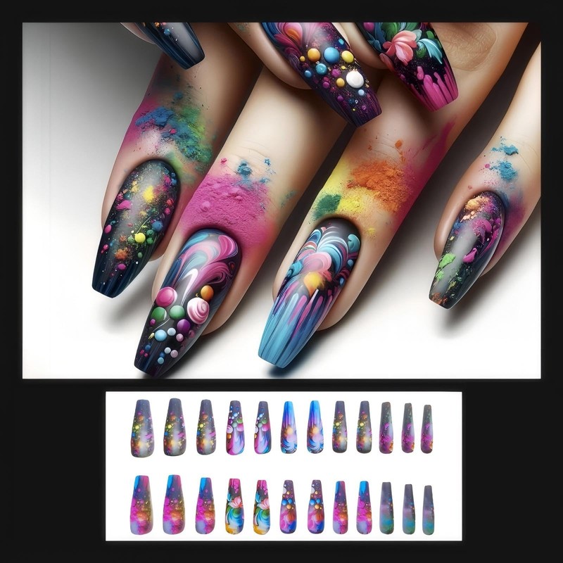 Rchovsam Christmas Green Press on Nails Winter Medium Coffin Nails