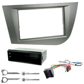 Sound-way Car Radio Installation Kit, 1 DIN / 2 DIN Radio Frame Fascia, Adapter Compatible with Seat Leon II (Typ 1P) 2005-2012