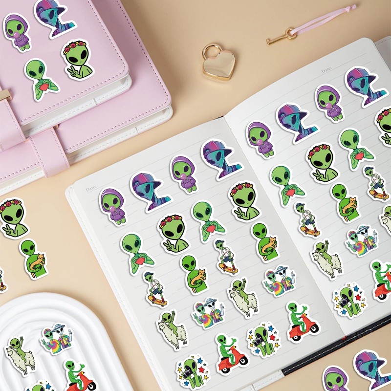 500PCS Aliens Stickers 10 Styles Sticker Rolls Space Stickers Aliens