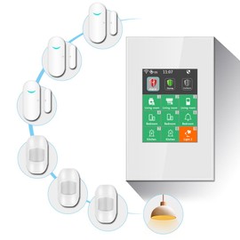 LANBON LCD Smart Light Switch & Alarm System for Home Security 2-in-1 Smart Home Control Panel,Indoor Home Security System,DIY Door/Window Alarm with APP No Subscription-7 Pieces Kit,Need Neutral Wire