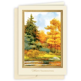 The Gallery Collection - (25) Serene Autumn Day Thanksgiving Cards with Foil Lined Envelopes