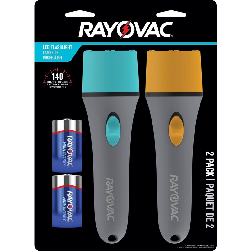 Rayovac LED Flashlight 2 Pack, Flash Light Set with Batteries
