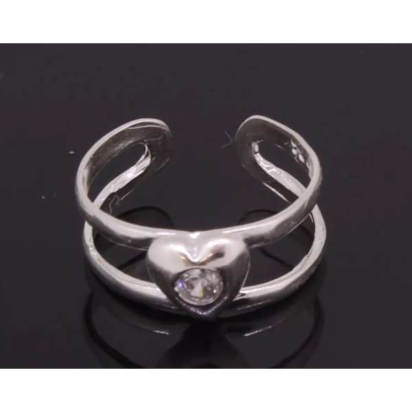 eJewelryPlus Heart Shaped Toe Ring Adjustable With A CZ stone